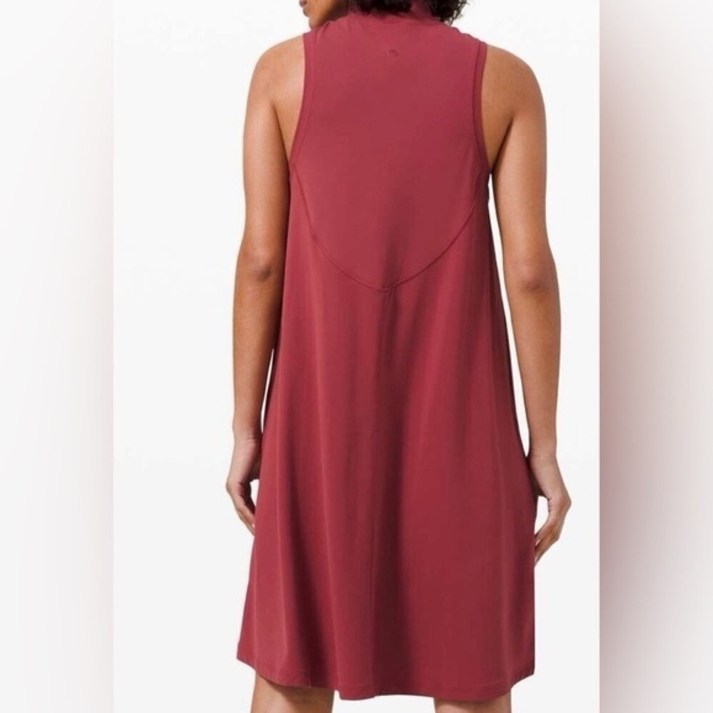 Lululemon All Aligned A line Dress Chianti Red Mock Neck Loose Trapeze - Picture 2 of 11